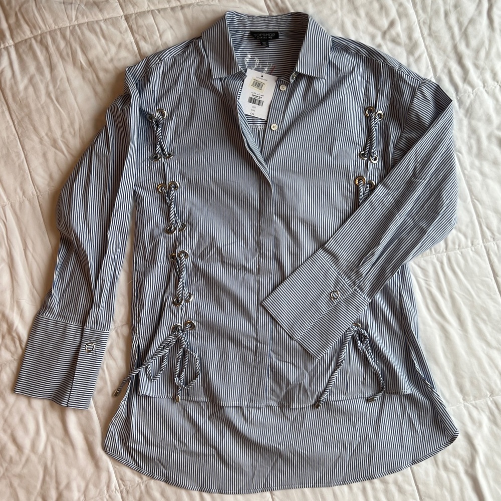 topshop blue striped shirt